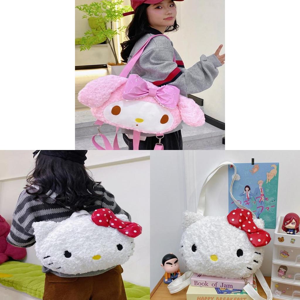 My Melody Girls Plush Backpack With Large Capacity For School And Daily Use