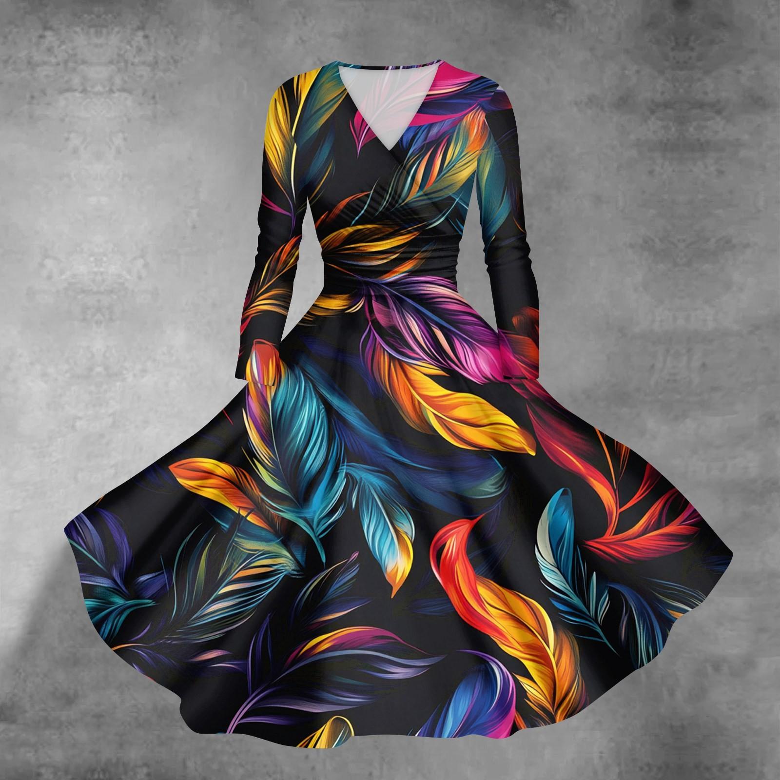 

Женское повседневное модное карнавальное платье с длинным рукавом и V-образным вырезом, сексуальное платье с карманами XXXL