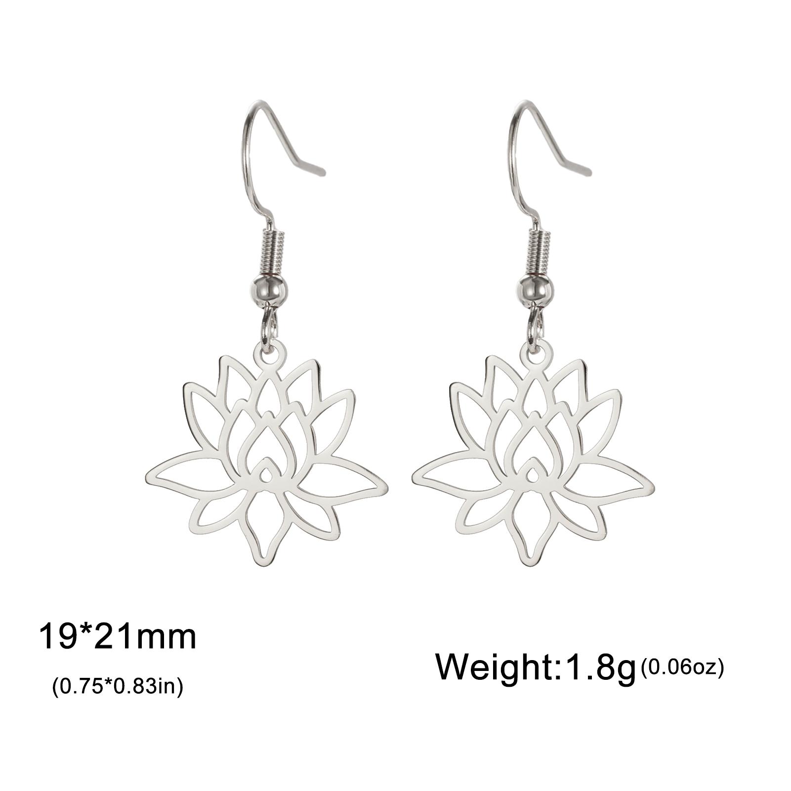 

Teamer Elegant Lotus Flower Hollow Dangle Earrings Stainless Steel Amulet Yoga Buddhism Jewelry Birthday Gift for Women Girls
