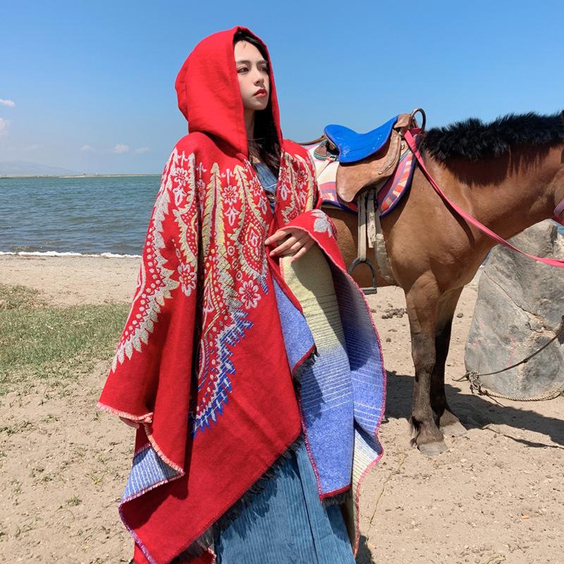 Pele amigável e respirável quente e versátil casa, outono e inverno xale de viagem feminino, capa grossa, cobertor de ar condicionado