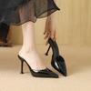 Spring and Autumn thin heels pointed temperament versatile slippers high heels leather surface simple daily lazy shoes women's shoes