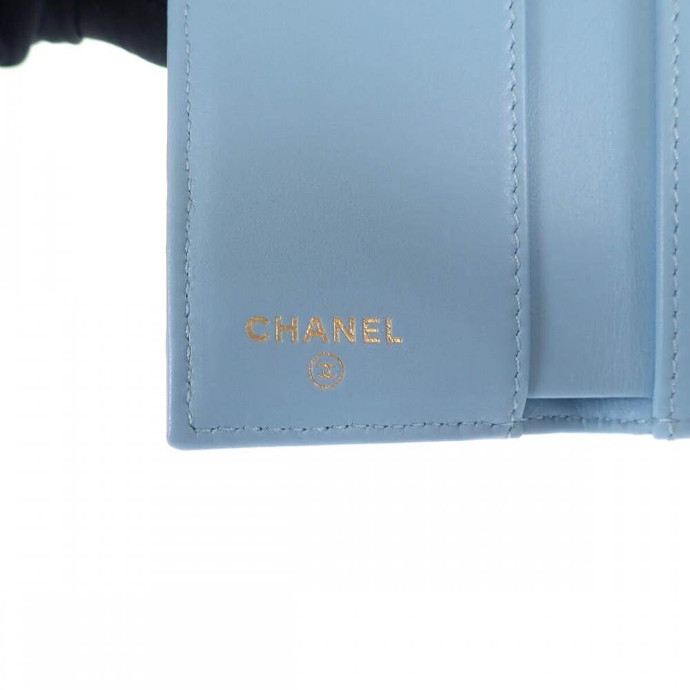 Chanel AP3397 Tri-fold Wallet Strass Blue Women