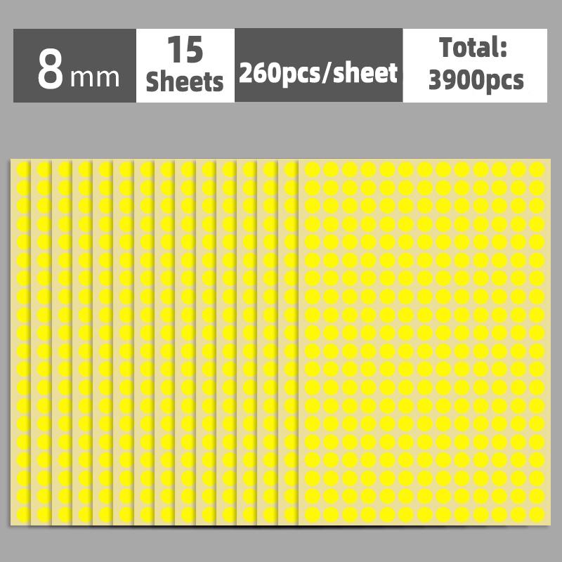 6mm-100mm Self Adhesive Dot Label Stickers 15 Sheets Multi Color and Size Round Stickers for Food Containers/Scrapbook/Packaging