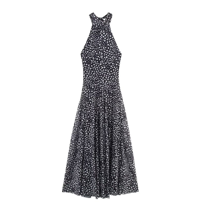 Kaslead New Arrival Women's Clothing Fashion Style Fashion Minimalist Dot Hanging Collar Dress 5039227