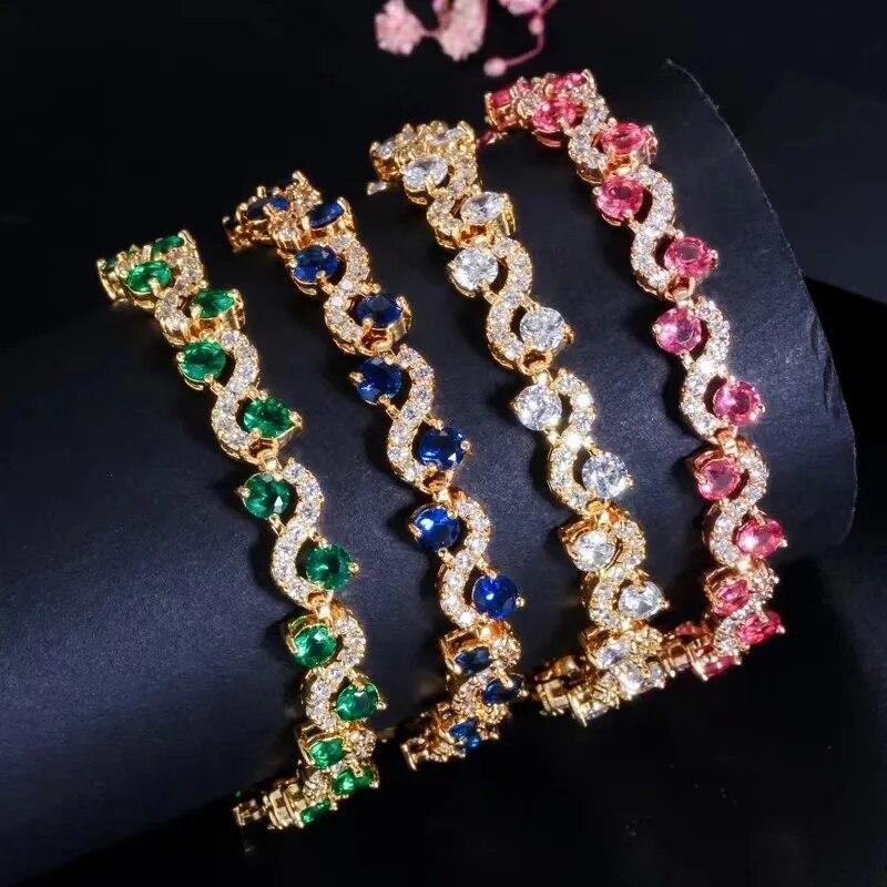 Köpüklü Rhinestone Zincir Bilezik Kadın Kızlar için Zarif Moda Parti Düğün Nişan Gelin Takı Yıldönümü Hediyesi