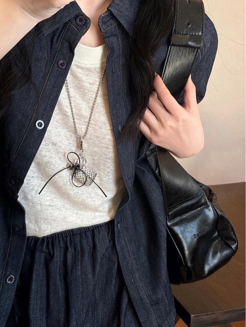 

Кожаный кошелек-подвеска для монет и наушников: Высококлассная, универсальная цепочка-свитер, модная бижутерия