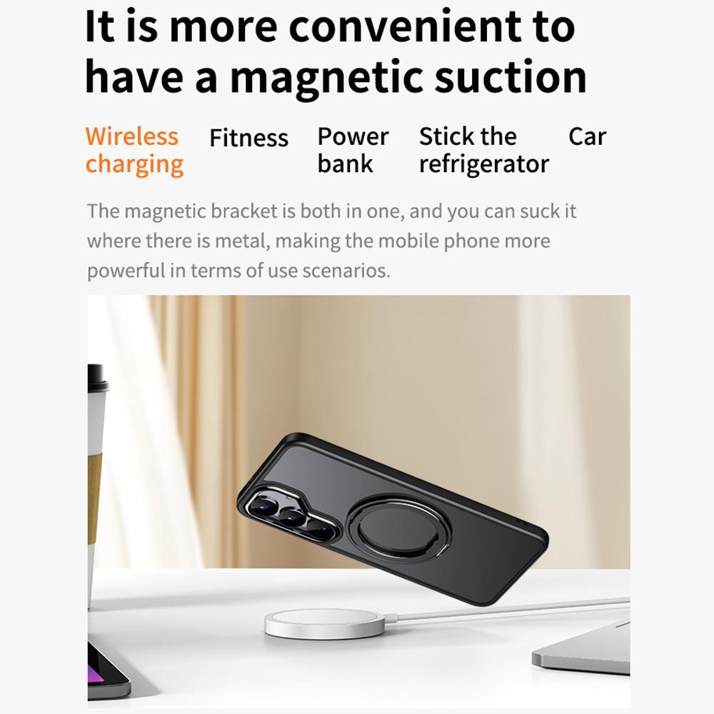 For Samsung Galaxy S25+ Case Compatible with MagSafe TPU+Acrylic+Metal Kickstand Matte Phone Cover