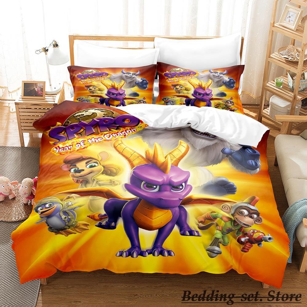 

2023 Spyro reignited trilogy Bedding Set Single Twin Full Queen King Size Bed Set Adult Kid Bedroom Duvetcover Sets Anime Gme AU Single(140x210cm)
