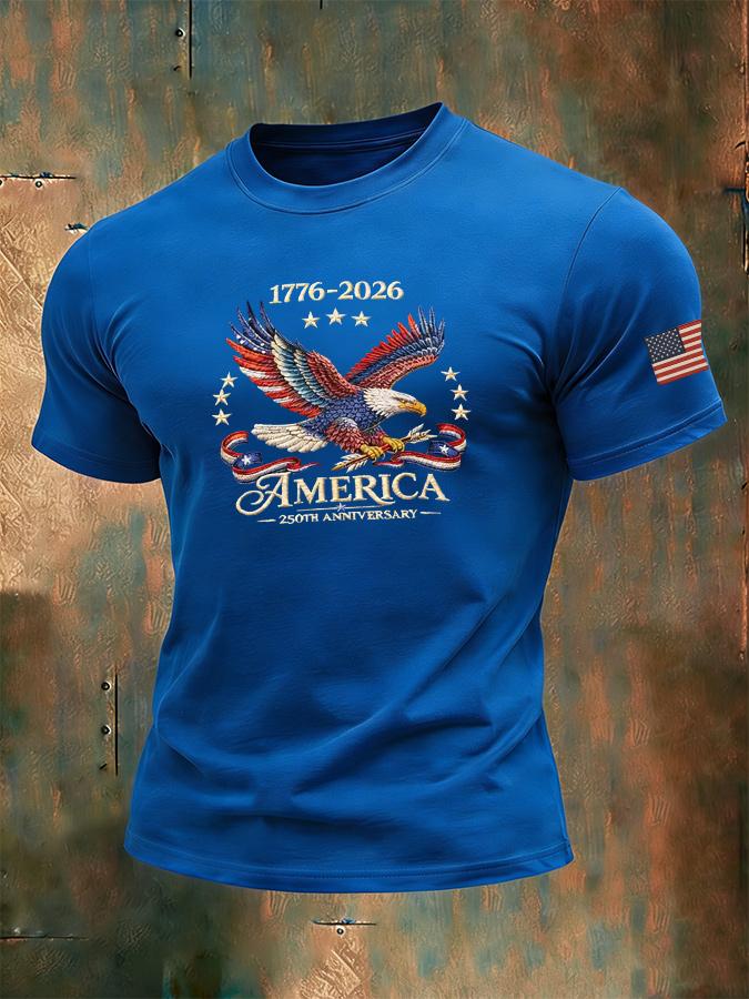 Mens USA 250th Us Flag Freedom 17762026 Print T Shirt Casual Short Sleeve O Neck Tee Summer Trendy Tops