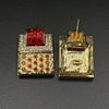 Vintage Antique Square Gold Full Zirconia Earrings European Niche Design Geometric Retro