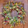 Color Artificial Wreath Hanging Decor Spring/Summer Front Door Wreath Simulation Flower Wreath Decoration Windows Decoration FU