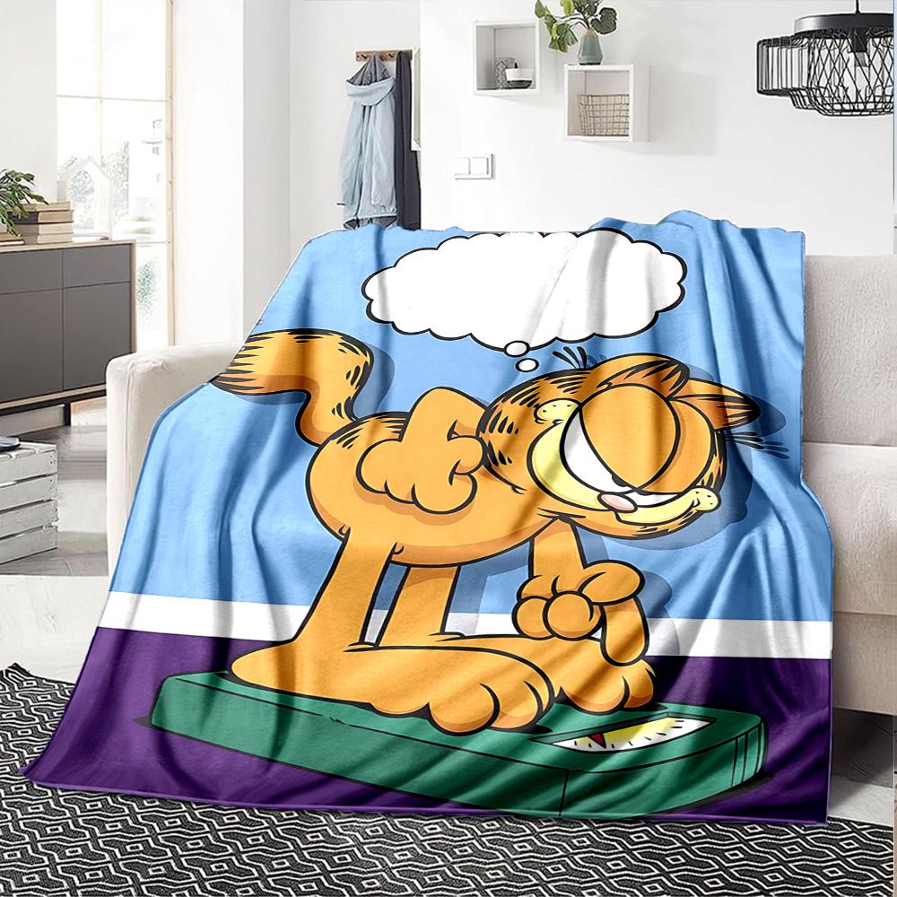 Garfield Scale Flannel Blanket Super Soft Warm Cozy Blanket For Sofa Bed Office Travel Allseason Home Decor Gift