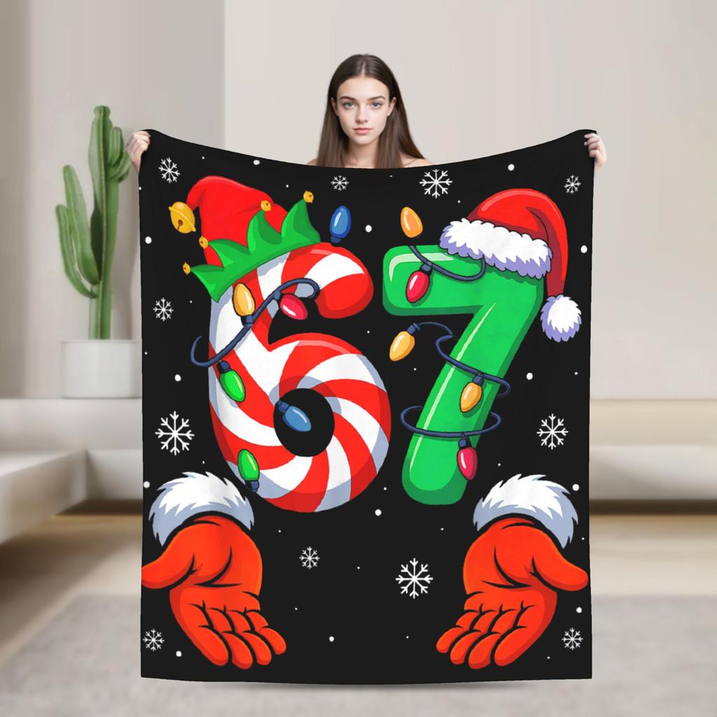 Super Soft Blanket Decorative Funny 67 Six Seven Meme Ice Cream Throw Blanket  Flannel Bedspread For Couch Chair Sofa Bed Cover