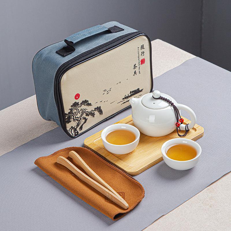 Keramická cestovní čajová souprava Kung Fu, doporučený společník, obchodní dárek, přenosná taška