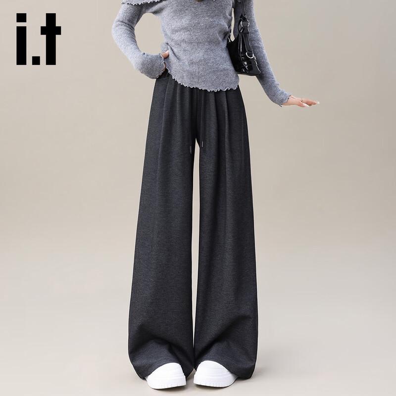 Izzueit Women's High-Waist Drawstring Relaxed Fit Casual Trousers