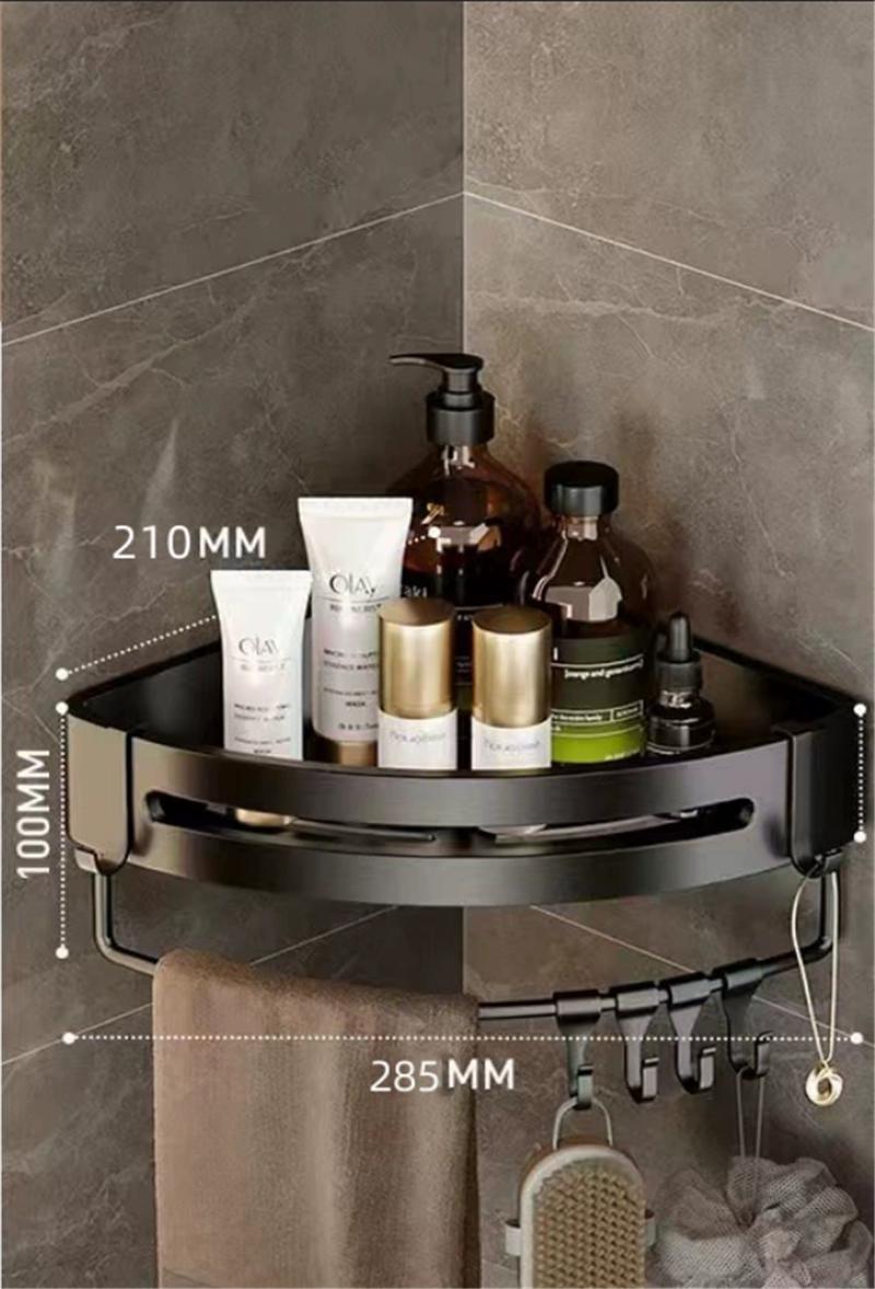 Black Bathroom Shelf Bath Shower Shelf Aluminum Siver Bathroom Corner shelf Wall Mounted Aluminum Kitchen Storage holder