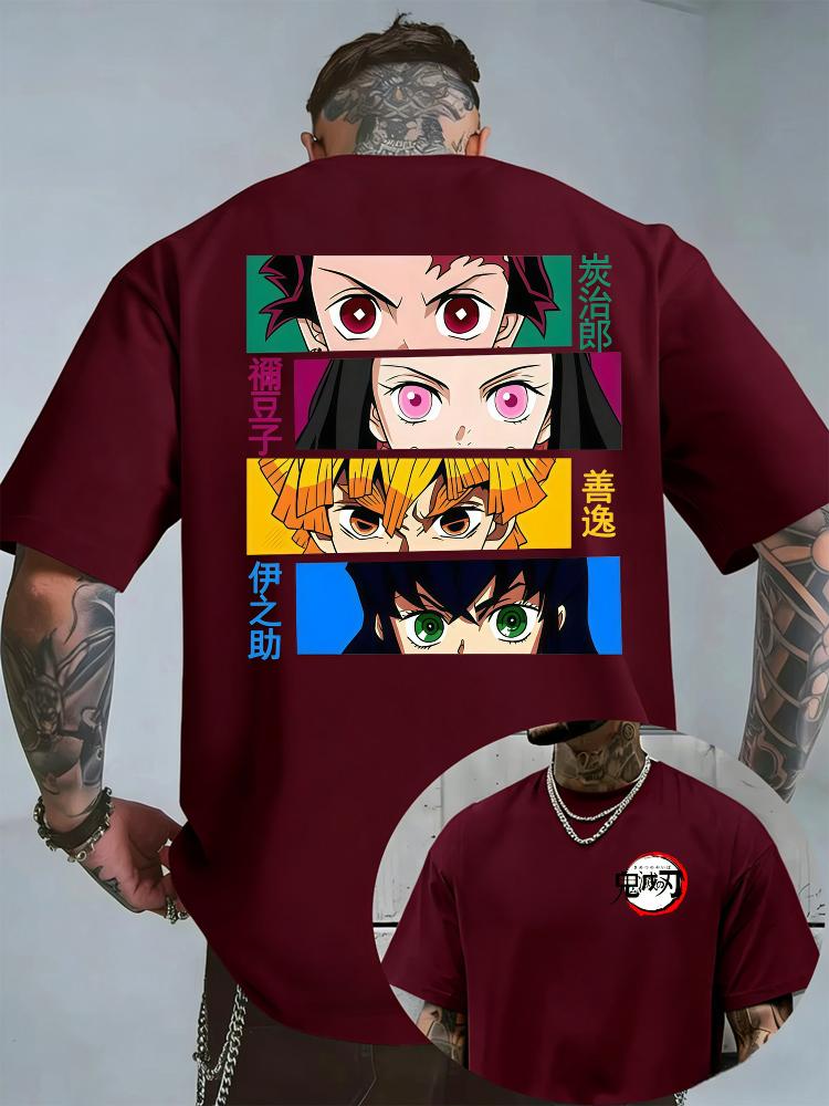 Demon Slayer Halloween Joint Tshirt Summer Unisex Loose And Breathable Cotton Tshirt Top