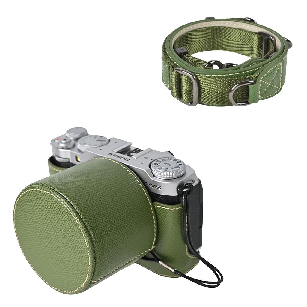 VOVMOEYA kameraveske for Fujifilm med linsedeksel og stropp Fuji XM5 kroppsveske for Fujifilm XM5 kameraveske Kamerabeskyttelsesdeksel PU-skinn med
