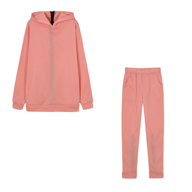 

Женский европейский и американский модный комплект: Двусторонняя толстовка на молнии свободного кроя с принтом букв + длинные брюки Medium