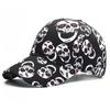 Skull Print Black Baseball Cap Women's Y2K Vintage Sun Hat Men Unisex Dad Hats