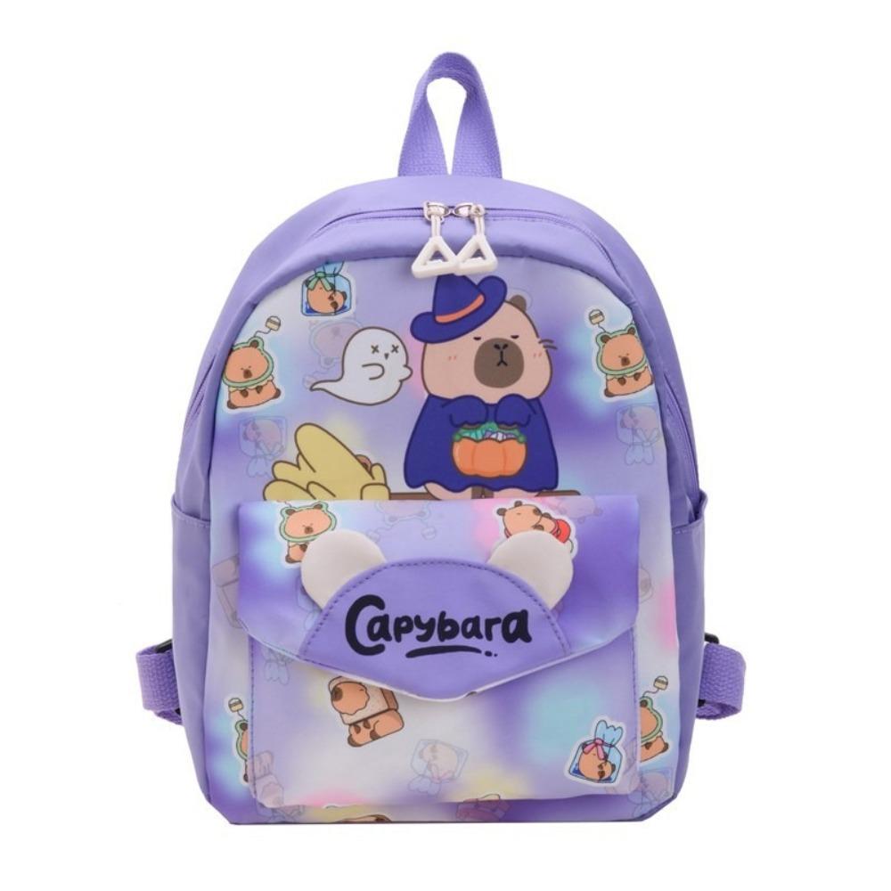 Large Capacity Cartoon Animal  Schoolbag Nylon Kids Book Bag Cartoon Capybara Backpack  Kids