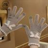 Women's Wool Touchscreen Gloves with Bow – Cute and Warm for Autumn and Winter Riding