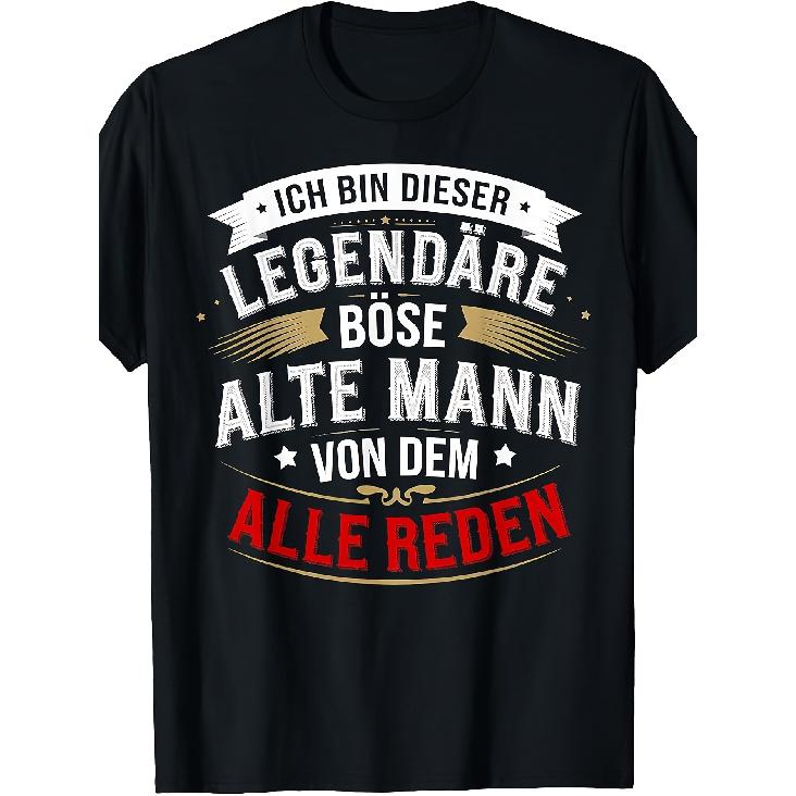 Men's German Slogan T-Shirt, Short Sleeve Crew Neck Tee with Bold Vintage Graphic Print, Soft Cotton Feel, Perfect for Casual Daily Wear or Gift