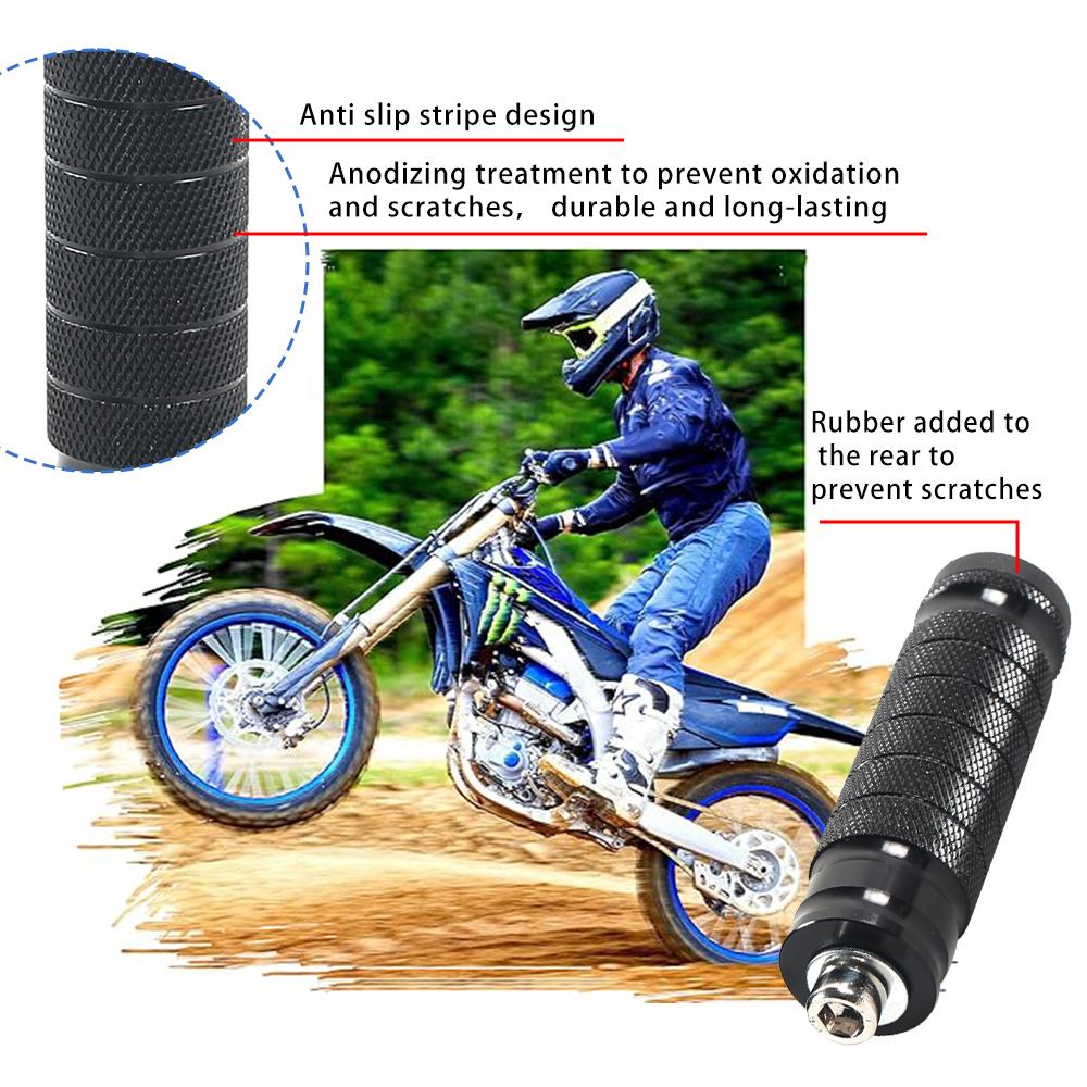 2pcs Black Aluminum Universal Motorcycle Rearset Footrests Foot Rest Pegs Rear Seat Pedal Foot Rests Motorbike Rear Footpegs