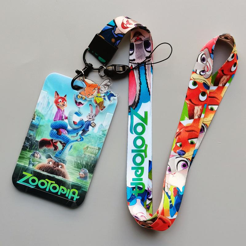 Zootopia Anime Card Holder, Bus & Metro Pass Case With Polyester Lanyard For Students