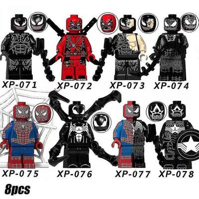 8 Stück/Set Superhelden-Serie Minifiguren Bausteine-Set, Venom Spiderman Mini-Actionfiguren Spielzeug Fan-Geschenke für 3 Jahre + Kinder Jungen Mädchen