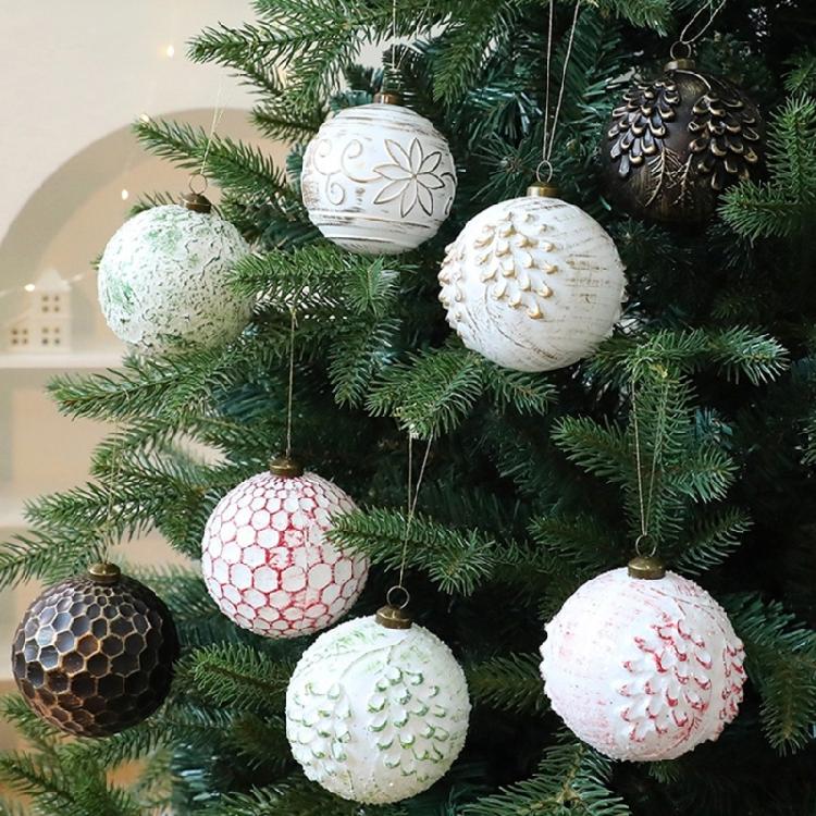 12Pcs Retro Christmas Ball Ornament 8cm Shatterproof Christmas Baubles Hanging Decorations for Tree Wreath Mantels