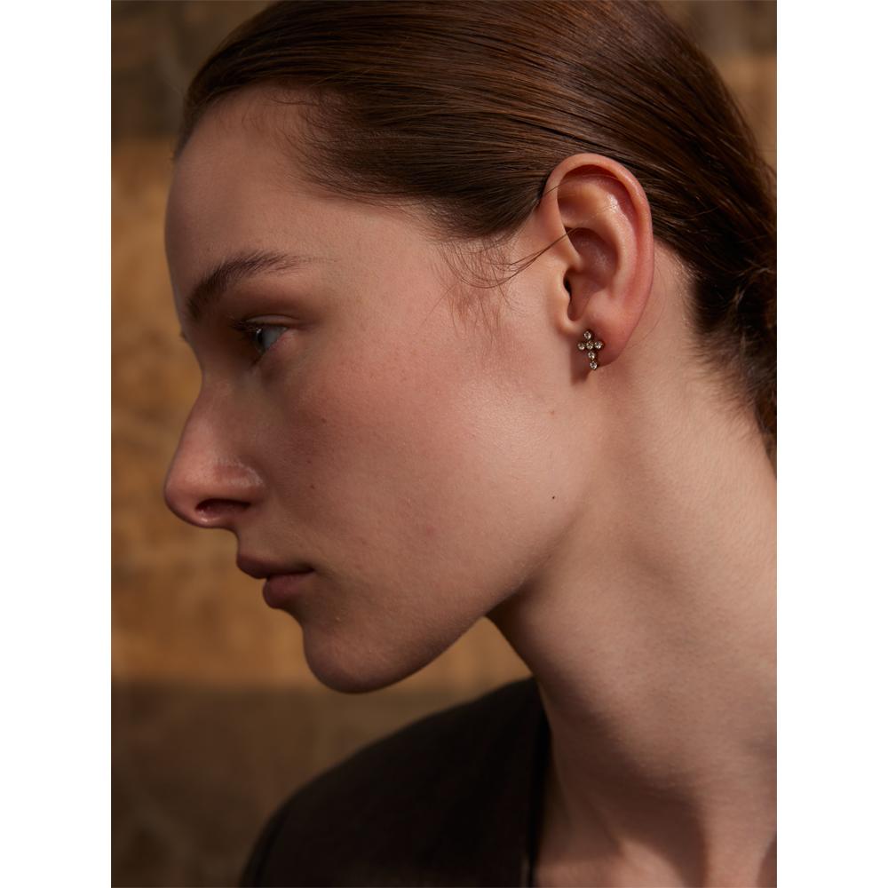 Yhpup Delicate Shiny Cubic Zirconia Cross Small Stud Earrings for Office Ladies Stainless Steel Trendy Chic Jewelry Waterproof