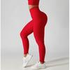 Women's V-Waist Tummy Control Yoga Leggings - Gathered Peach Hip Lift for Running and Training