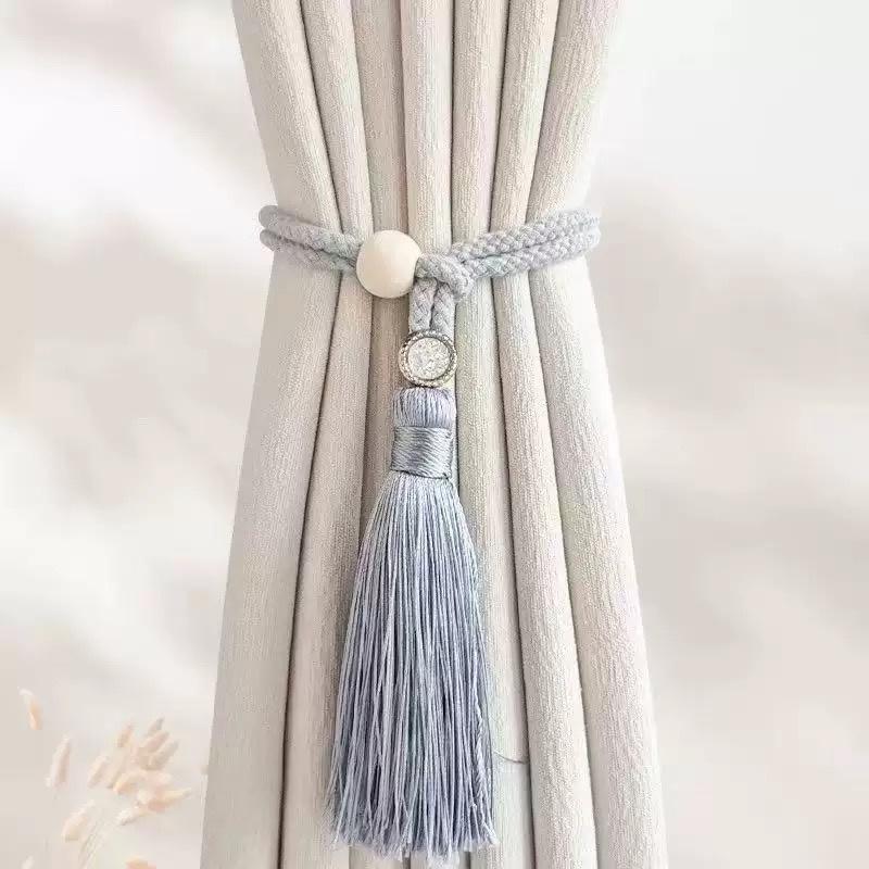 2 PCS Adjustable Cotton Cord Curtain Tiebacks Curtain Straps Bohemian Chic Log Loop Curtain Buckle Strap With Tassel Hand Woven