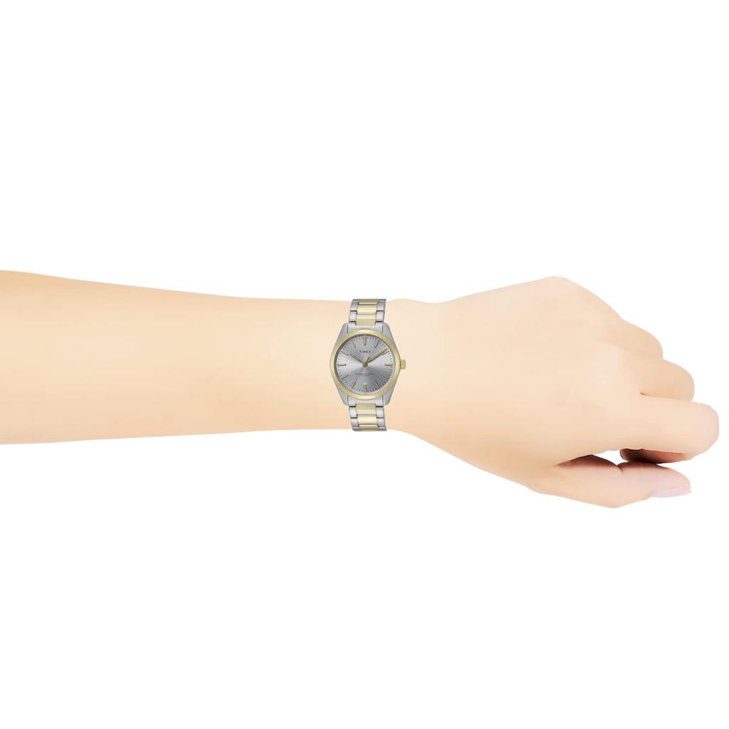 Hodinky Timex Highview stříbrný ciferník mosaz minerální sklo křemen 32MM americké hodinky TW2V26400 zlaté [TIMEX] dámské [položka]