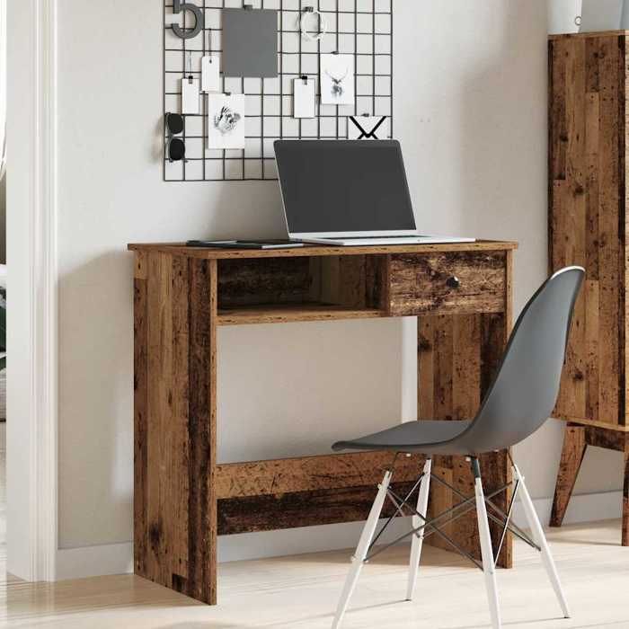 VidaXL Bureau style vieux bois 80x40x75 cm bois d'ingénierie, bureau d'ordinateur, bureau debout, bureau avec rangement, 860479