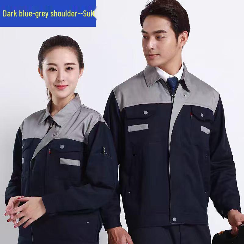Men's Wear-Resistant Long Sleeve Workwear Set for Spring & Autumn: Ideal for Workshop, Auto Repair, Construction, and Electrical Mechanic Jobs.