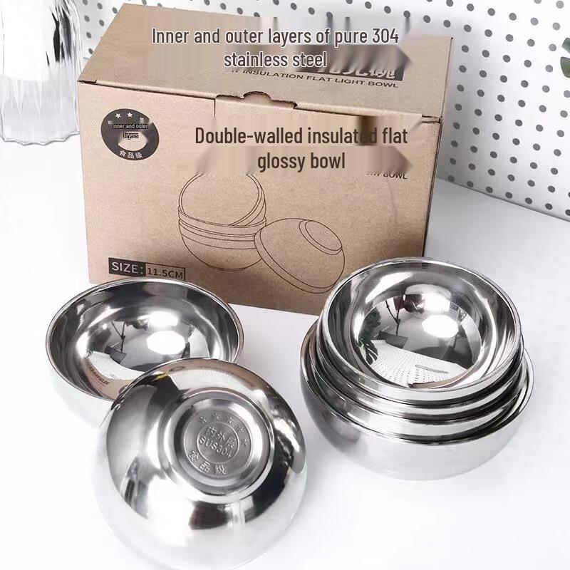Jingcai Qiyuan Двухслойные рисовые миски из нержавеющей стали 304 - Набор из 5 штук