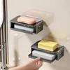 Wall-Mounted Bathroom Punch-Free Household Soap Box Space Aluminum Sponge Rack Washable Storage Rack Soap Drain Box Soap Holder