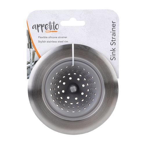 Appetito Paslanmaz Çelik ve Silikon Lavabo Süzgeci (gri)