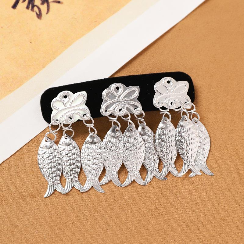 

Miao silver fringed hairpin retro niche bangs side clip hair accessories Miao women s antique headdress