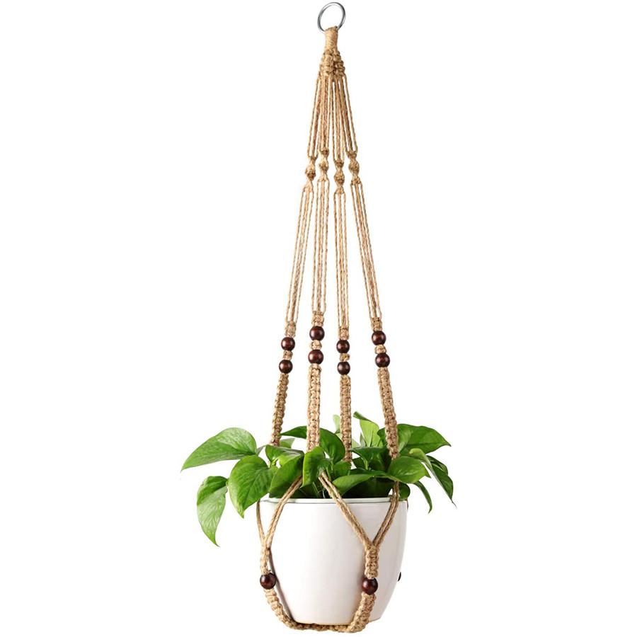 Plant Hanger Indoor Hanging Planter Basket With Wood Beads Decorative 35Inch X1