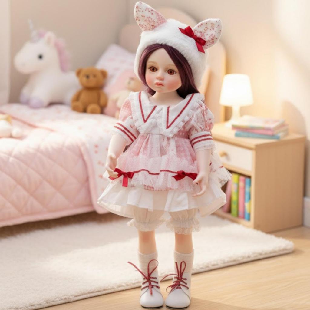 Cloveray Adorable Vinyl Doll with Beautiful Wig Display Collectible Gift for Girls and Doll Lovers 18-inch Hat/Hairband, Hand-Painted & Stand, (Name