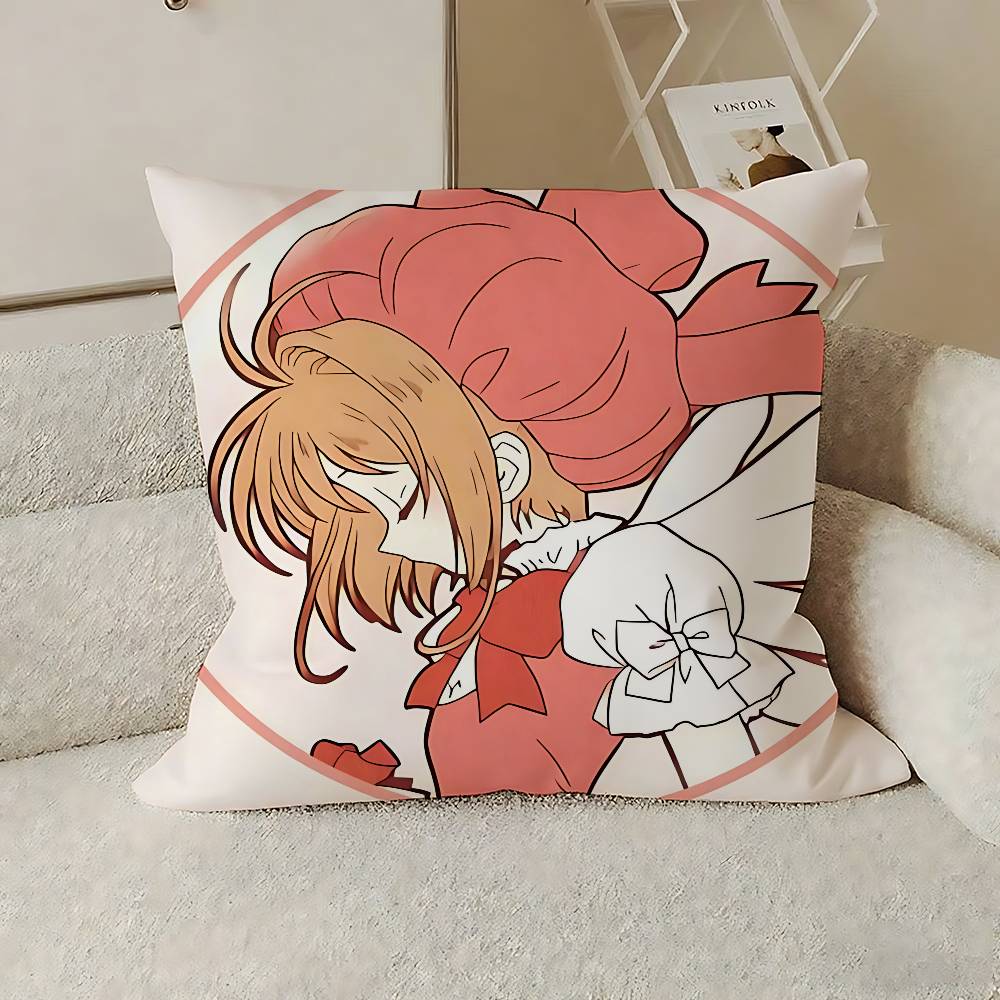 Kawaii Cardcaptor S-Sakura Case Plush Fabric Soft Pillowcase Double Sided Print Cushion Cover Household Gifts