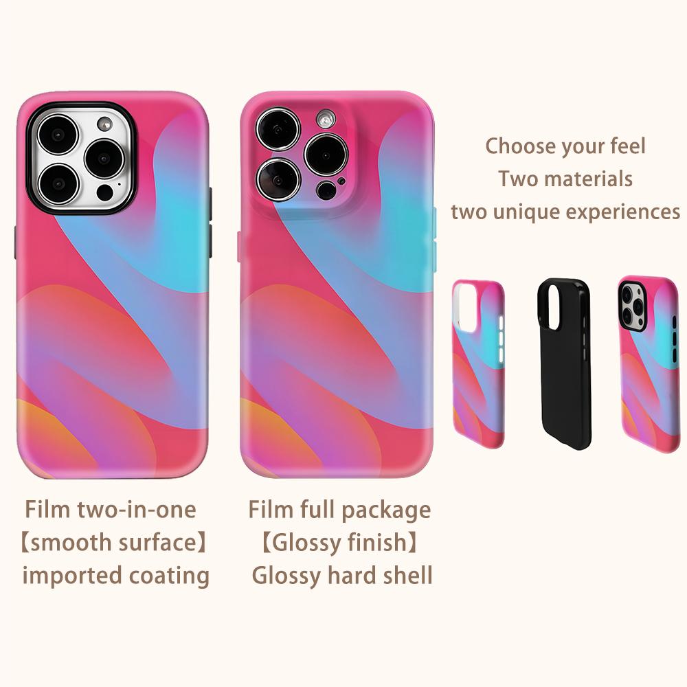 Pink Blue Gradient Swirl Phone Case for IPhone 17AIR 16E 16 15 14 13 12 11 17 Pro Max Plus Double-layer Back Cover