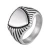 Triangle Pattern Textured Stainless Steel Chunky Ring for Men, Vintage Fashion Finger Jewelry Size 8-12