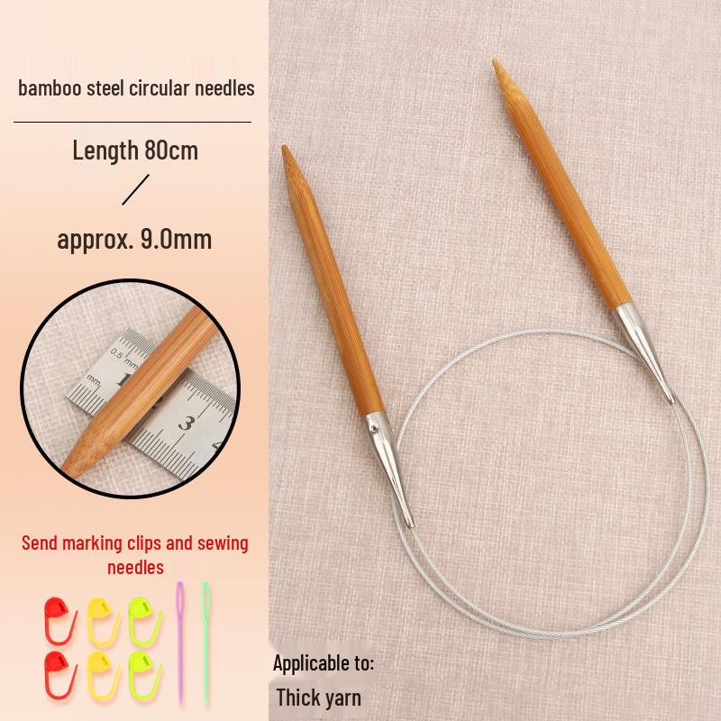 Bamboo-Steel Circular Knitting Needles, Full Set for Hand Knitting Blankets.
