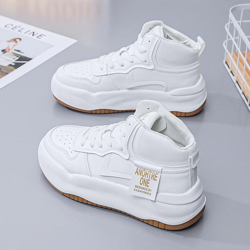 Women's Tennis Sneakers Light Breathable PU Casual Walking Shoes  Women Lace-up Platform Boots