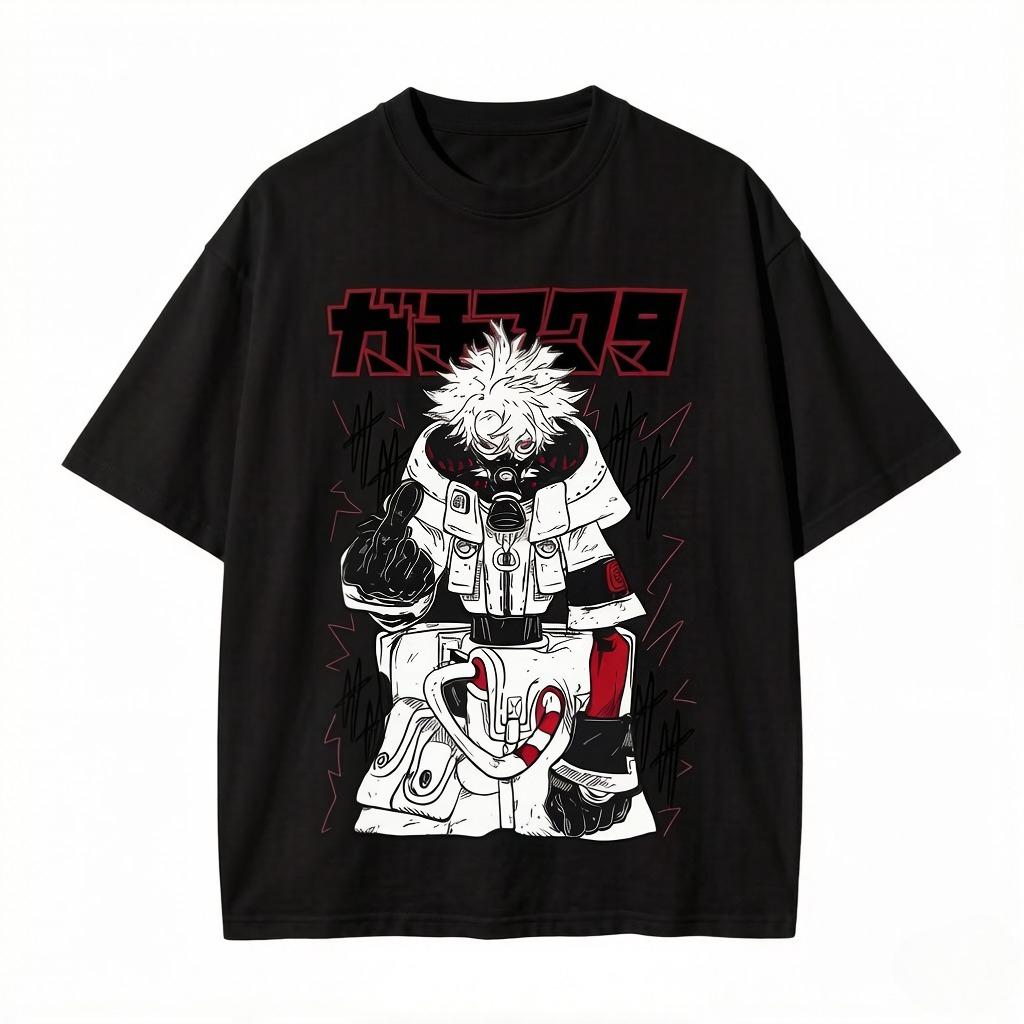 Anime-Stil T-Shirts Inklusive Streetwear Hip-Hop Stil Retro T-Shirts Kurzarmhemden Kleidung