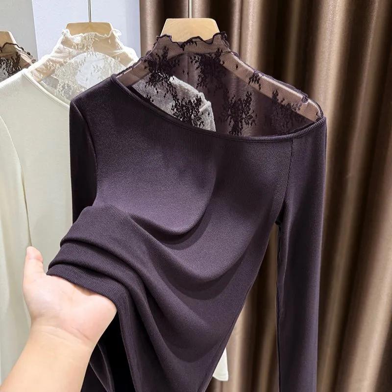 Pullover Oberteile Damen Langarm Herbst Winter Gepolsterte Bluse Übergroß Halber Rollkragen Locker Langarmshirt Slim Pullover Oberteile